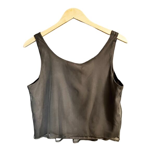 WALTER BAKER Elise Crop Top Embellished Beaded Mesh Scoop Neck Sequin Gray NWT - Picture 5 of 8